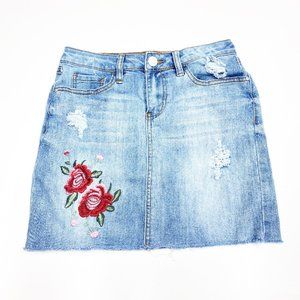 Refuge Denim Mini Jean Skirt Embroidered Small